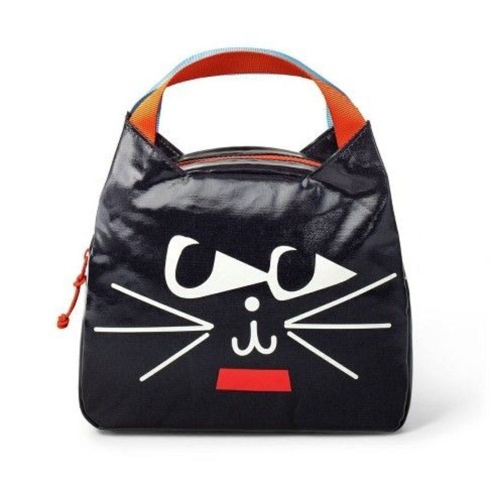 Christian Robinson kids Black Cat Face Rectangular Lunch Bag 8 in X 11 in